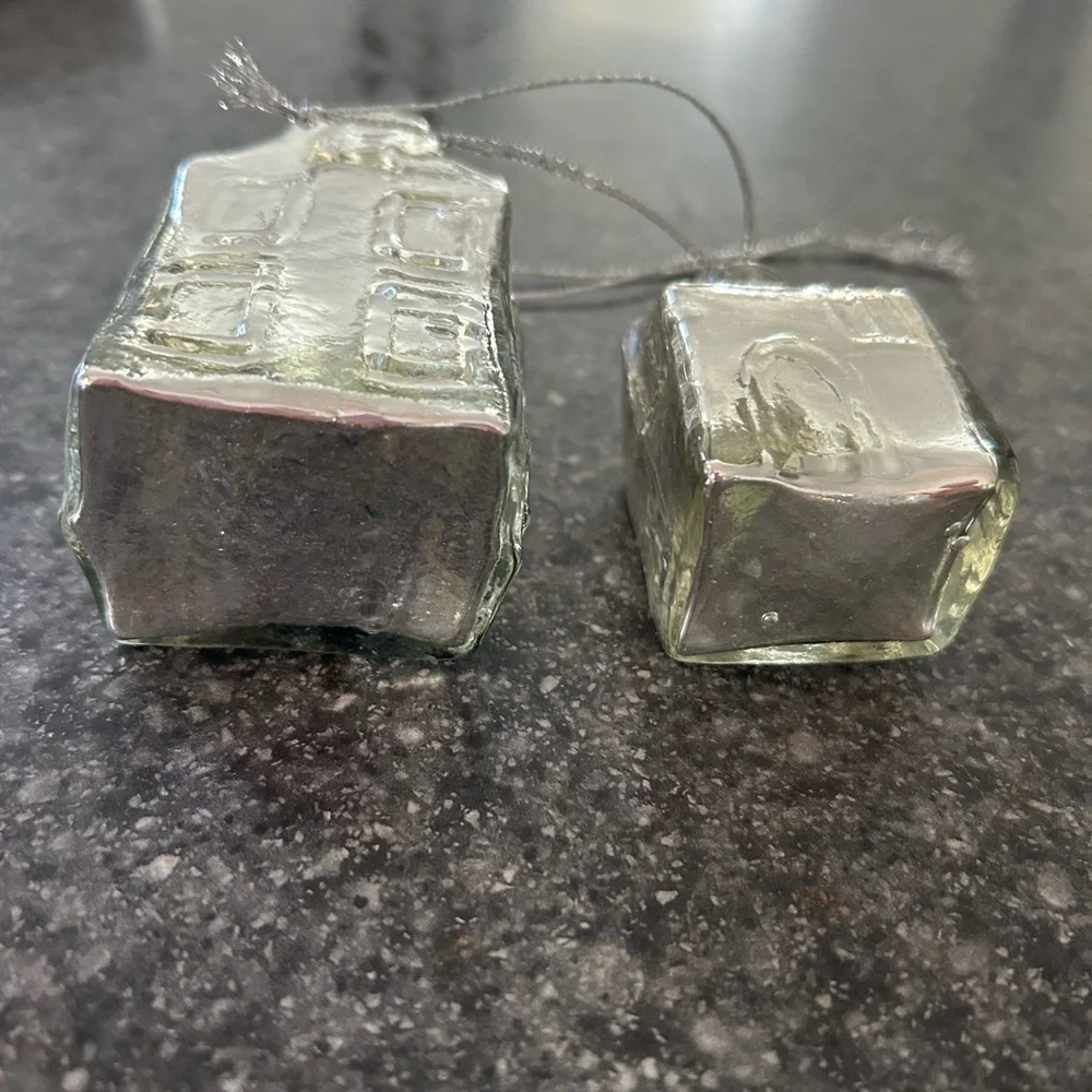 Crate& Barrel Two Mercury Village Ornaments